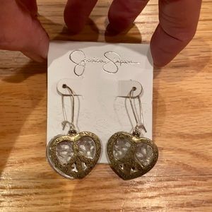 Jessica Simpson heart peace earrings